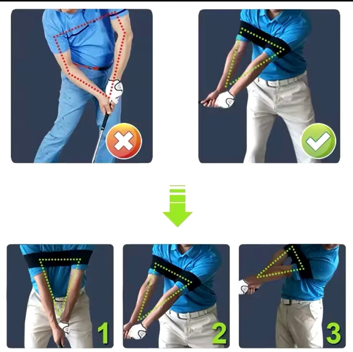 Elastic Golf Swing Trainer Arm Band, Golf Corrector For Men Women Beginners